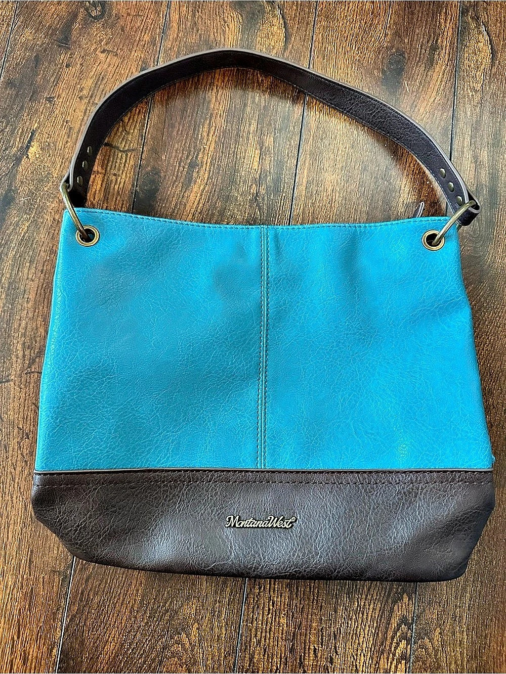 Montana West Turquoise & Brown Hobo Shoulder Bag